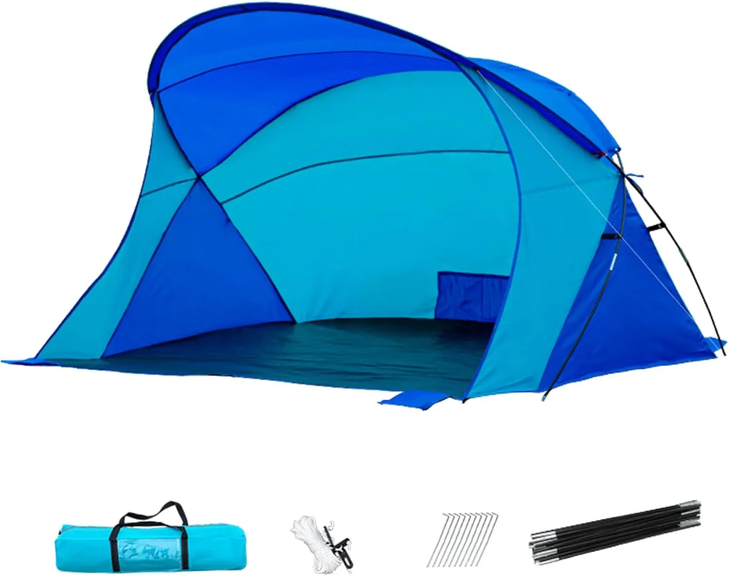 Beach Tent Waterproof Beach Canopy Fishing Tent with Windproof Sandbag Support Pole Rope and Floor Nail Sun Shelter with Storage Bag