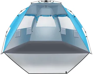 Beach Tent,Quick-Open Beach Shade Tent with UPF 50  UV Protection,Portable Beach Tent Sun Shelter Canopy for 3/4 Person,Lightweight & Easy Setup Beach Tent