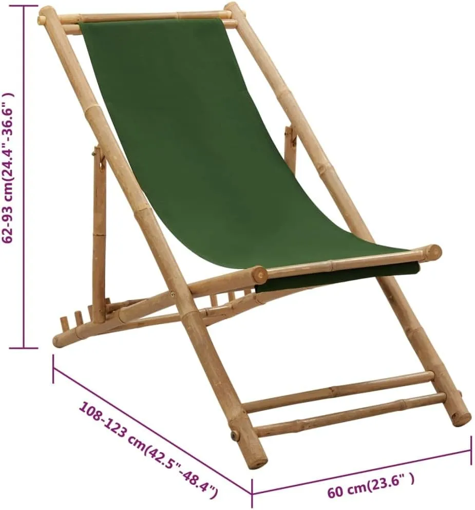 Bean Bag Chair,Patio Furniture Set,Chair,Outdoor Furniture,Deck Chair Bamboo and Canvas GreenFor Gardens, patios, Balconies