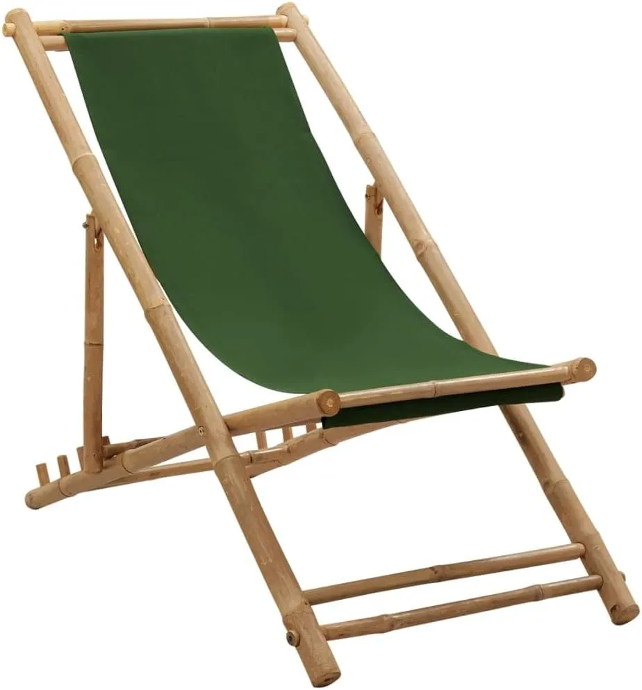 Bean Bag Chair,Patio Furniture Set,Chair,Outdoor Furniture,Deck Chair Bamboo and Canvas GreenFor Gardens, patios, Balconies