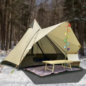Bell Tent Indian Tent Diameter 3M/4M/5M/6M Cotton Canvas Large Family Tents 4 Season Outdoors Yurt Bell Tent Glamping for Camping