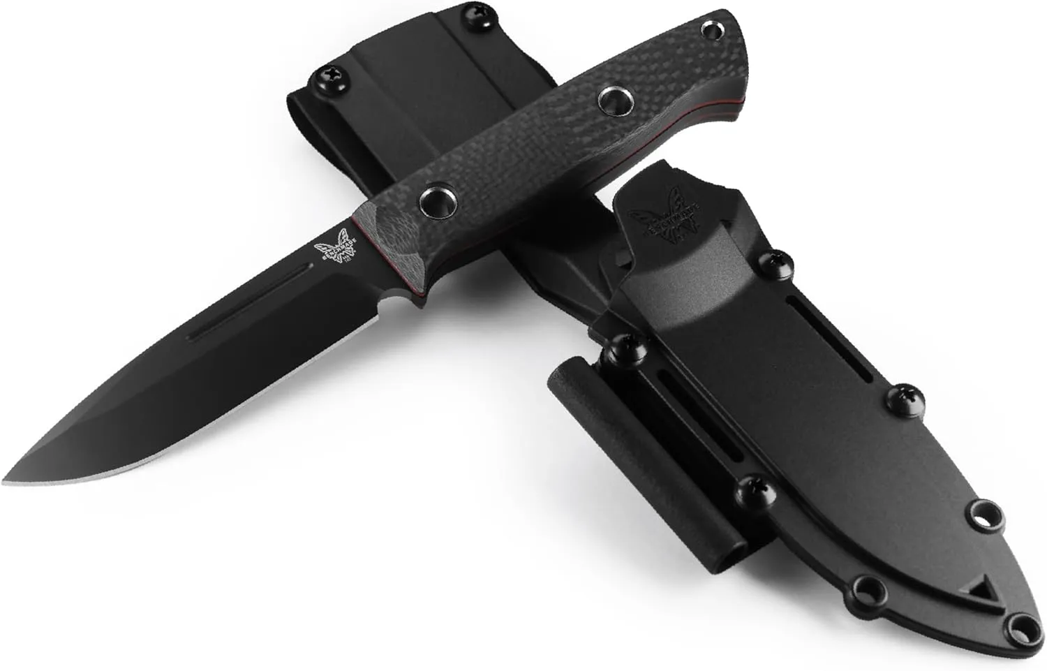 Benchmade - Bushcrafter 163BK Survival Knife with Black Carbon Fiber Handle (163BK)