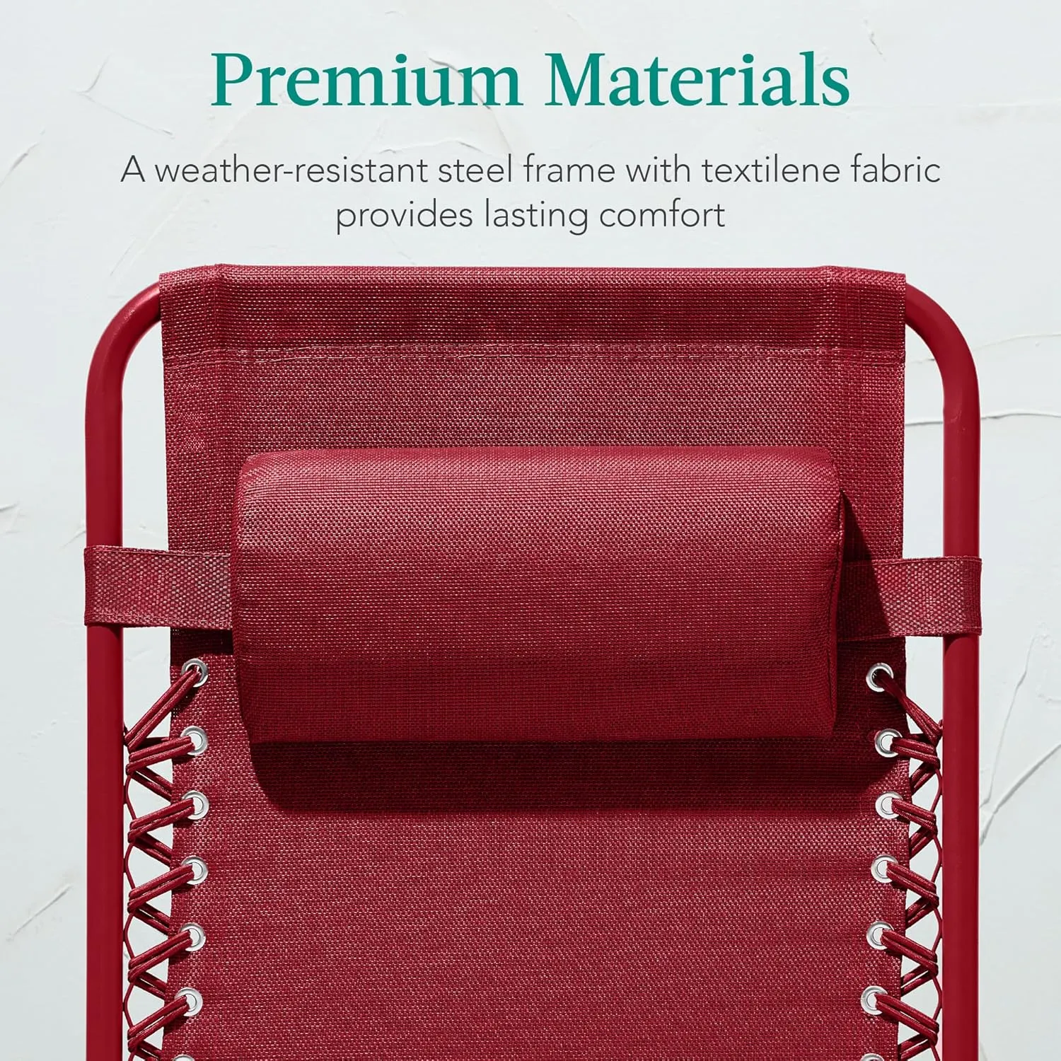 Best Choice Products Adjustable Zero Gravity Chair, Monochromatic Color Folding Patio Recliner w/Side Tray, Headrest - Ruby