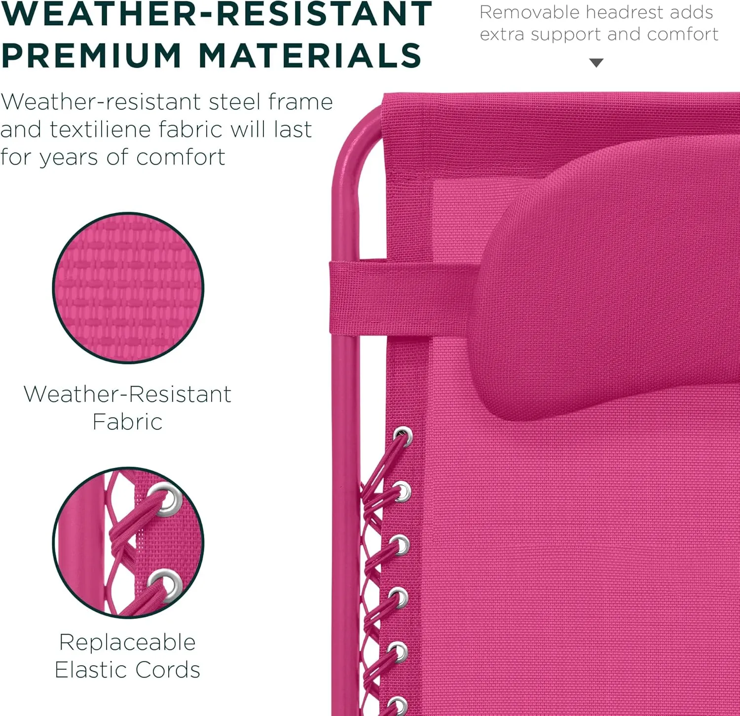 Best Choice Products Oversized Zero Gravity Chair, Folding Outdoor Patio Lounge Recliner w/Cup Holder Accessory Tray, Pillow - Hot Pink