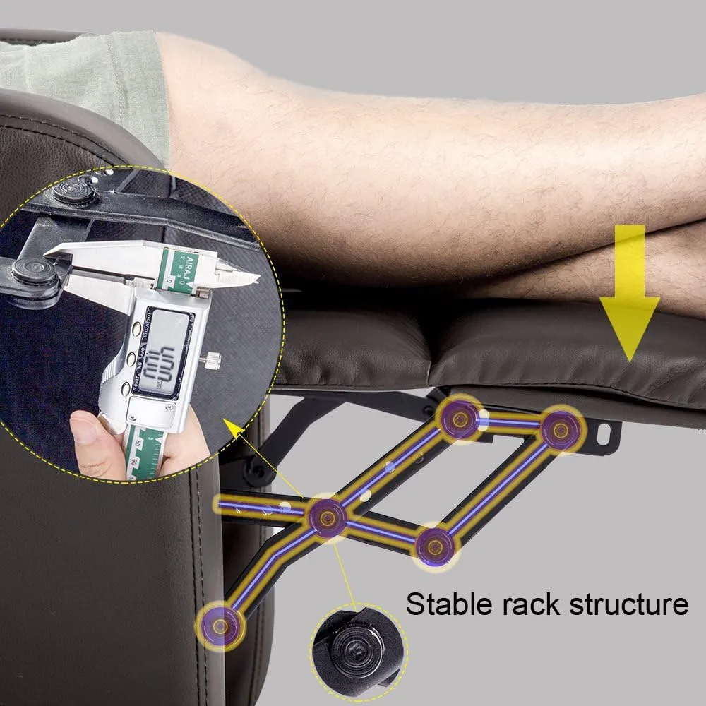 BestMassage Recliner Chair for Living Room Modern Wingback Sofa Home Theater Seating Push Back Reclining Chair with Lumbar Support (Without Massage, PU Brown)