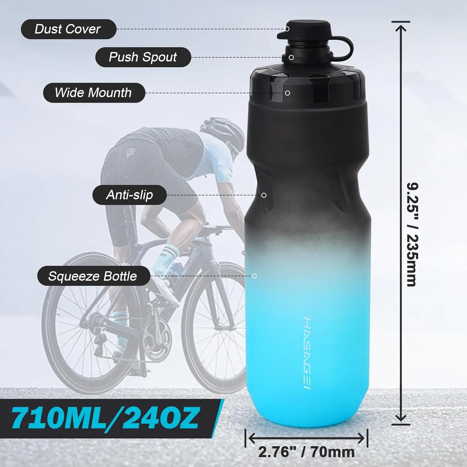 Bicycle Water Bottle Holder with 24 Oz Bottle, Durable Leak-Proof Non-Slip Design, Lightweight & Universal Fit for Mountain/Road Cycling Accessories