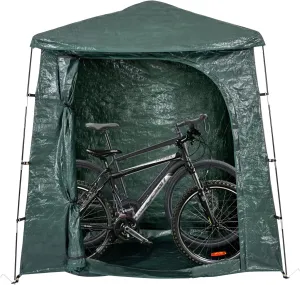 Bike Tent, PE Bike Shed Bicycle Tent with Storage Bag and Wind-Proof Nails, Heavy Duty Bike Covers Outdoor Storage Water-Proof for Bicycles, Gardening Tools, Backyard Items Green