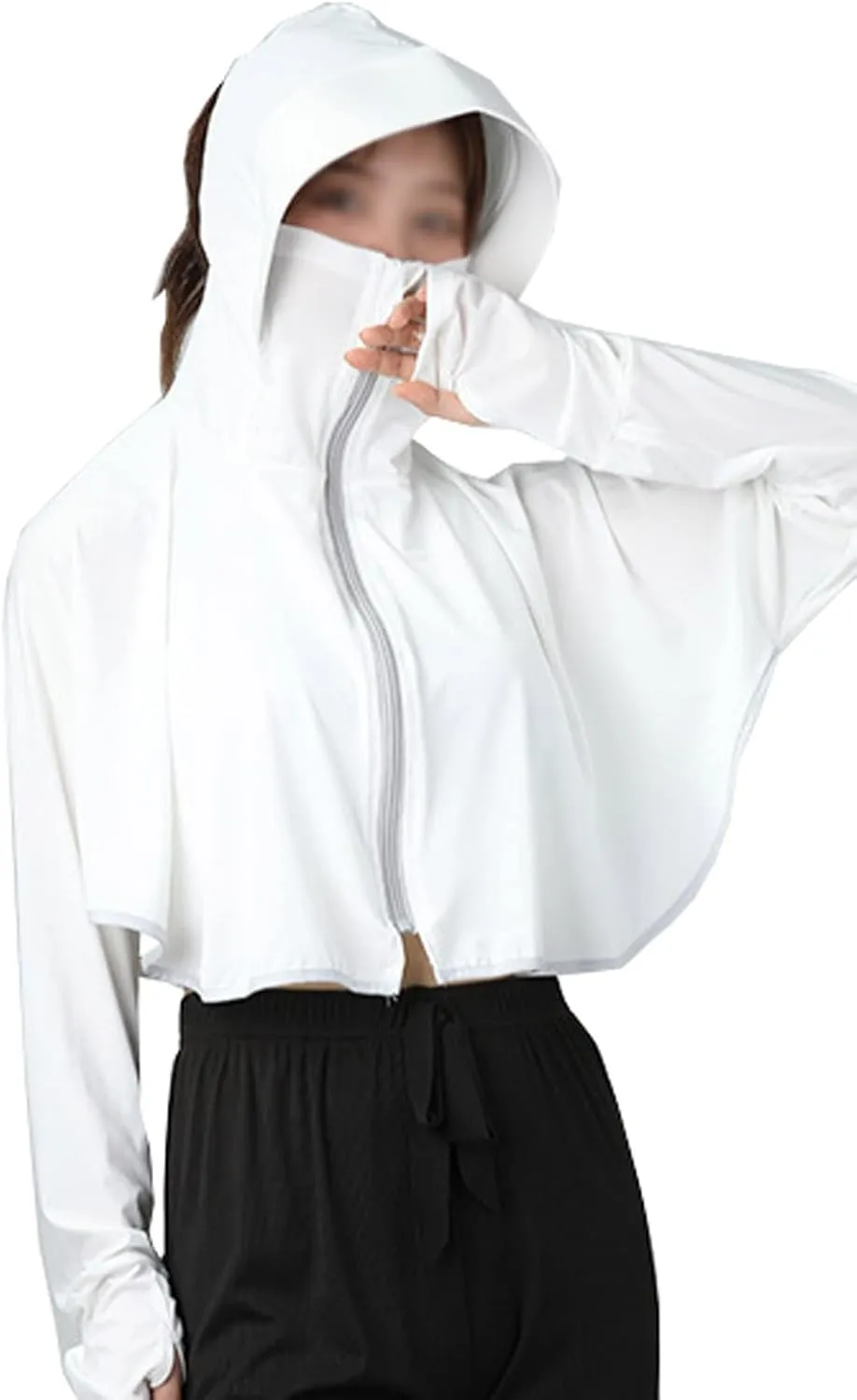 BIKMAN Women’s UV Protection Ice Silk Jacket Long Sleeve Zip Up Wide Brim Outdoor Sun Shirt