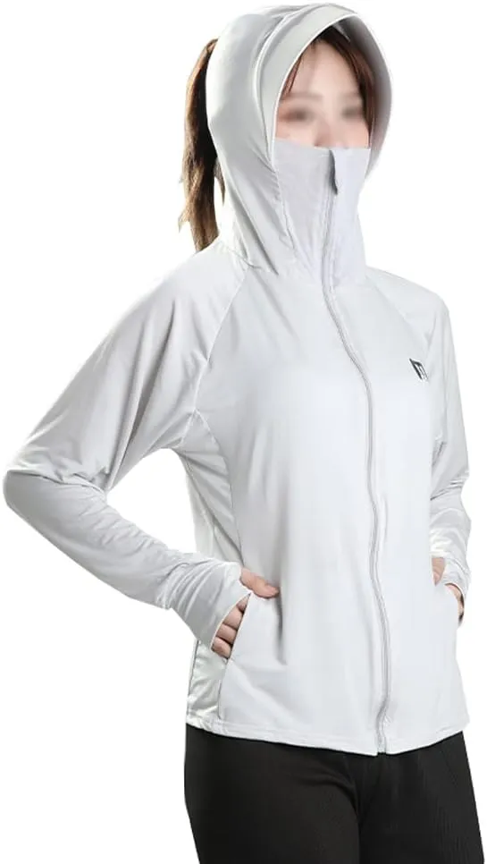BIKMAN Women’s UV Protection Ice Silk Jacket Long Sleeve Zip Up Wide Brim Outdoor Sun Shirt