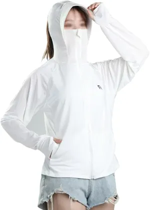 BIKMAN Women’s UV Protection Ice Silk Jacket Long Sleeve Zip Up Wide Brim Outdoor Sun Shirt