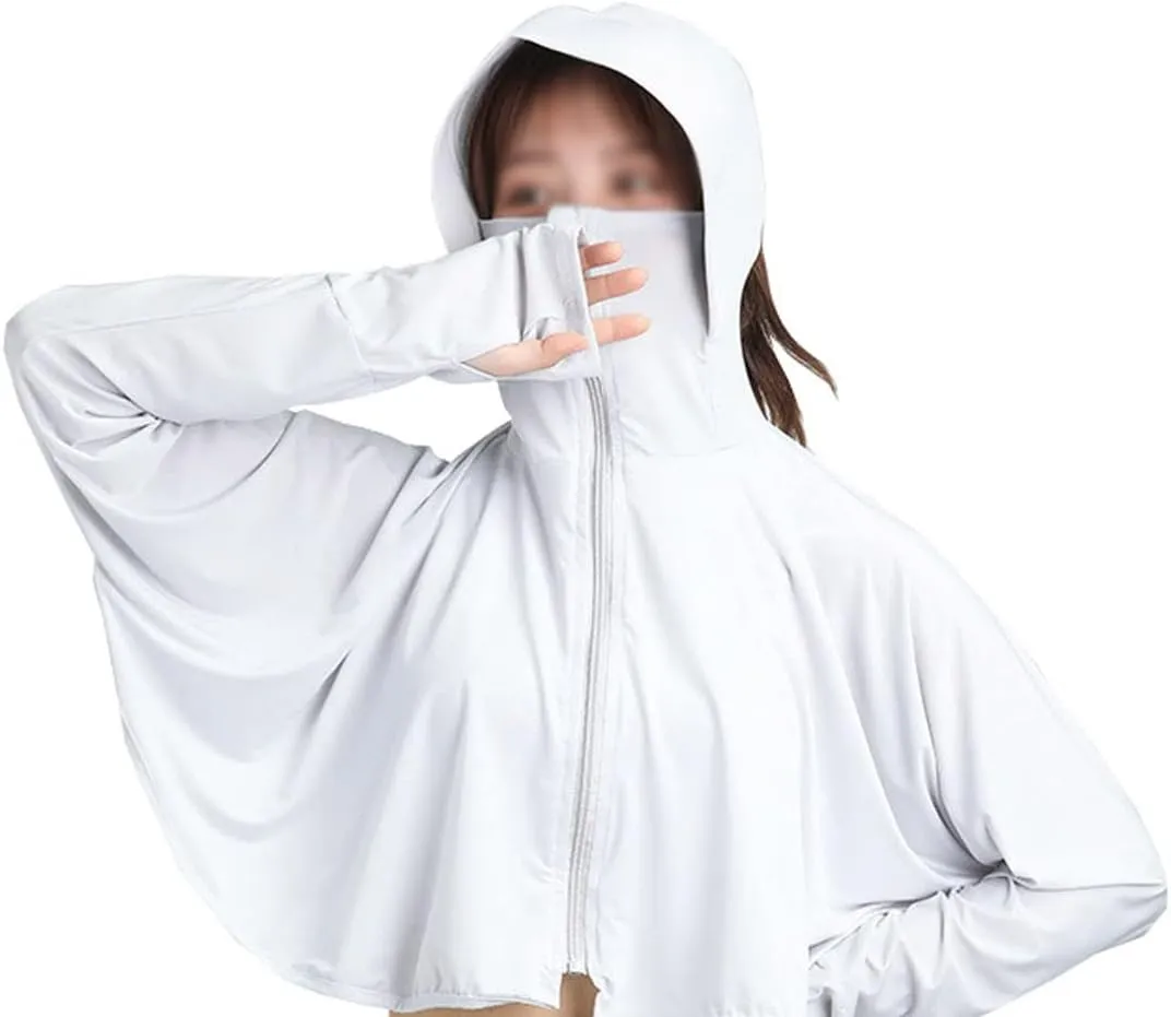 BIKMAN Women’s UV Protection Ice Silk Jacket Long Sleeve Zip Up Wide Brim Outdoor Sun Shirt