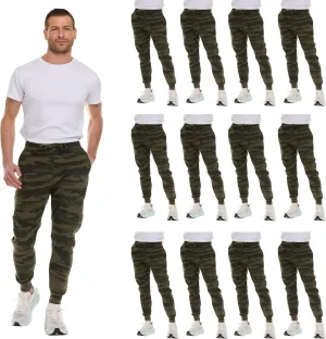 BILLIONHATS 12 Pack of Wholesale Mens Jogger Sweatpants, Homeless Shelter Donation Case, Comfy Bulk Joggers for Men