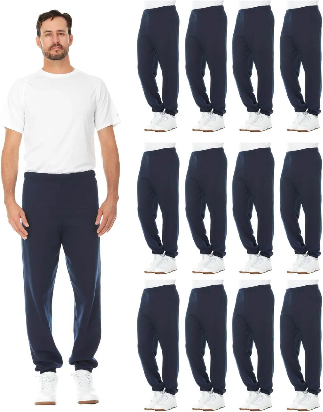 BILLIONHATS 12 Pack of Wholesale Mens Jogger Sweatpants, Homeless Shelter Donation Case, Comfy Bulk Joggers for Men
