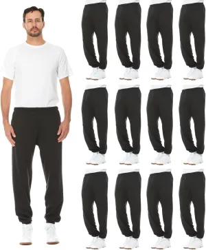 BILLIONHATS 12 Pack of Wholesale Mens Jogger Sweatpants, Homeless Shelter Donation Case, Comfy Bulk Joggers for Men