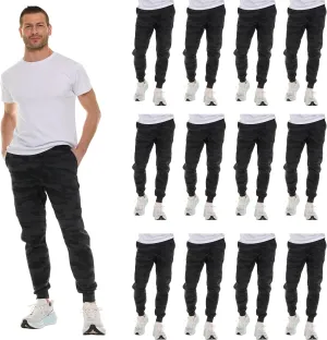 BILLIONHATS 12 Pack of Wholesale Mens Jogger Sweatpants, Homeless Shelter Donation Case, Comfy Bulk Joggers for Men