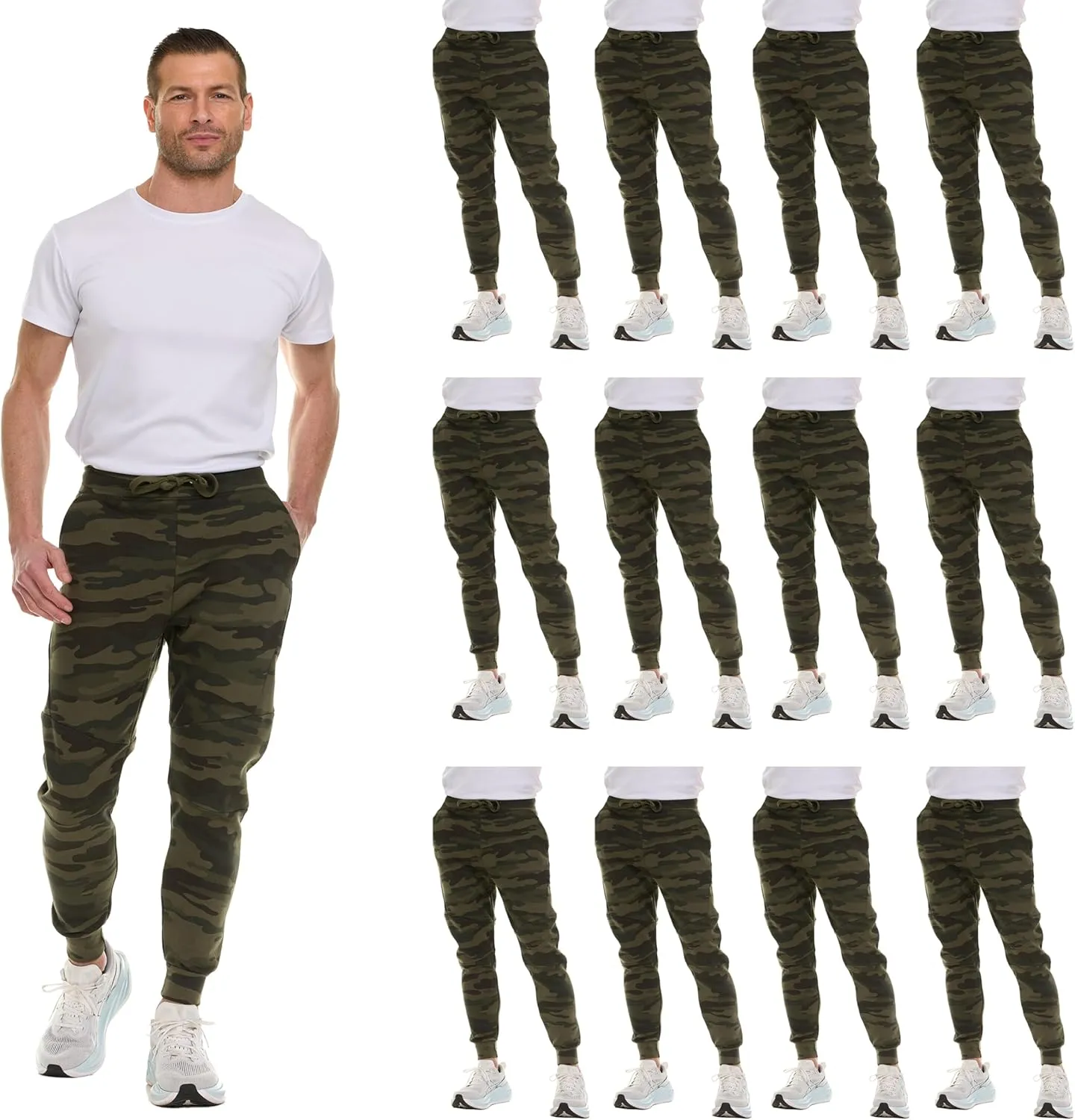 BILLIONHATS 12 Pack of Wholesale Mens Jogger Sweatpants, Homeless Shelter Donation Case, Comfy Bulk Joggers for Men