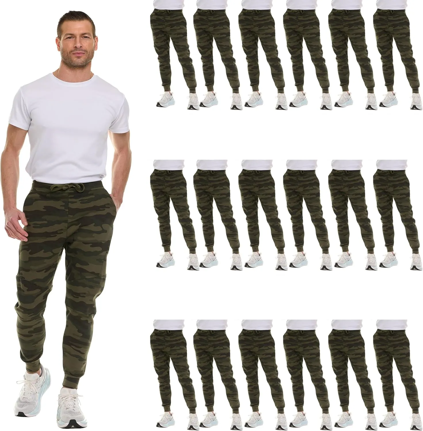 BILLIONHATS 18 Pack of Wholesale Mens Jogger Sweatpants, Homeless Shelter Donation Case, Comfy Bulk Joggers for Men