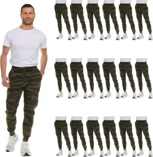 BILLIONHATS 18 Pack of Wholesale Mens Jogger Sweatpants, Homeless Shelter Donation Case, Comfy Bulk Joggers for Men