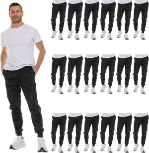 BILLIONHATS 18 Pack of Wholesale Mens Jogger Sweatpants, Homeless Shelter Donation Case, Comfy Bulk Joggers for Men