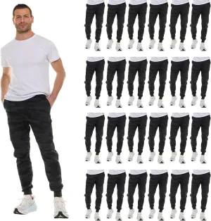 BILLIONHATS 24 Pack of Wholesale Mens Jogger Sweatpants, Homeless Shelter Donation Case, Comfy Bulk Joggers for Men