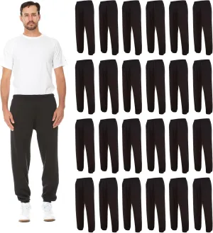 BILLIONHATS 24 Pack of Wholesale Mens Jogger Sweatpants, Homeless Shelter Donation Case, Comfy Bulk Joggers for Men