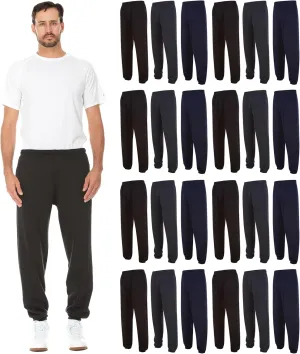 BILLIONHATS 24 Pack of Wholesale Mens Jogger Sweatpants, Homeless Shelter Donation Case, Comfy Bulk Joggers for Men