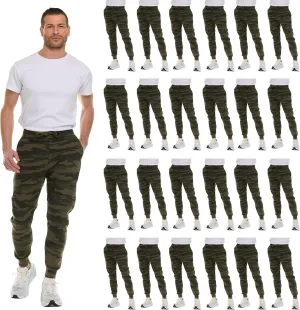BILLIONHATS 24 Pack of Wholesale Mens Jogger Sweatpants, Homeless Shelter Donation Case, Comfy Bulk Joggers for Men