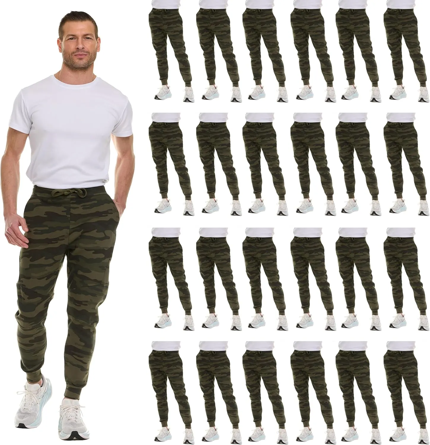 BILLIONHATS 24 Pack of Wholesale Mens Jogger Sweatpants, Homeless Shelter Donation Case, Comfy Bulk Joggers for Men