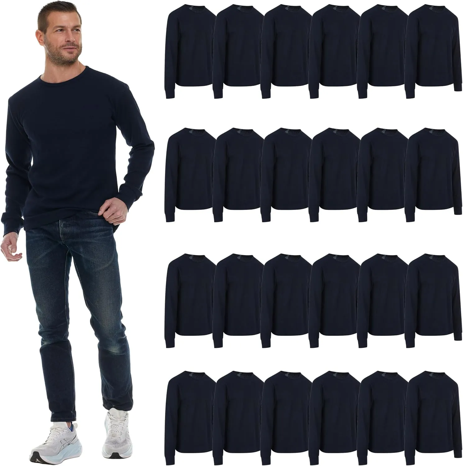 BILLIONHATS Thermal Shirts for Men, Base Layer Tops Bulk Wholesale, Cotton, Solid Colors, Shelter Donations