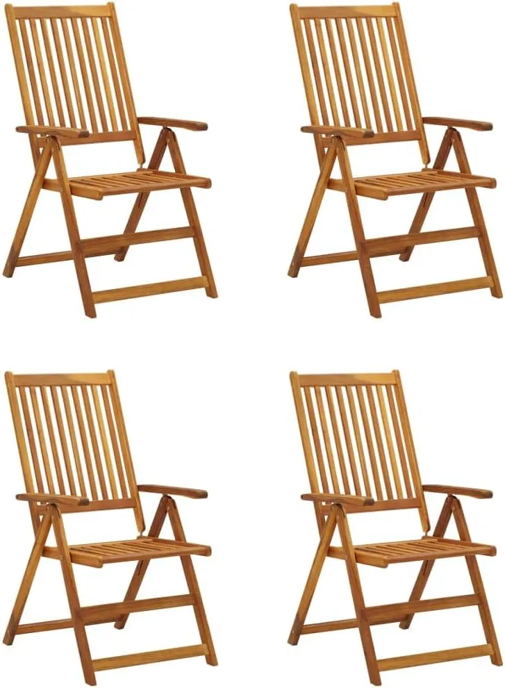 Black Chair,Lawn Chair,Outdoor Patio Furniture,Adirondack Chairs,Patio Reclining Chairs 4 pcs with Cushions Solid Acacia WoodFor Gardens, patios, Balconies