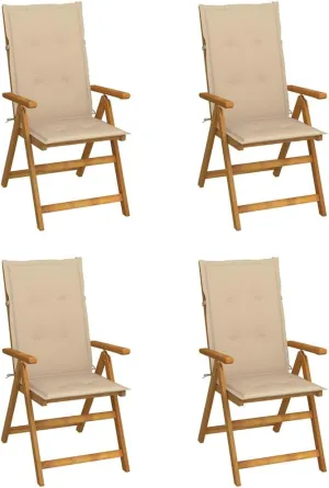 Black Chair,Lawn Chair,Outdoor Patio Furniture,Adirondack Chairs,Patio Reclining Chairs 4 pcs with Cushions Solid Acacia WoodFor Gardens, patios, Balconies