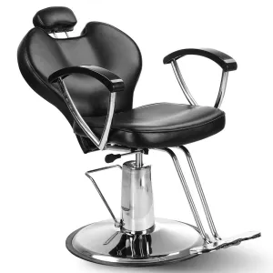 Black Hydraulic Reclining Barber Chair Hair Styling Salon Beauty Spa Shampoo Equipment PVC Leather High Density Sponge 40"x25"x40" (LxWxH) of Set