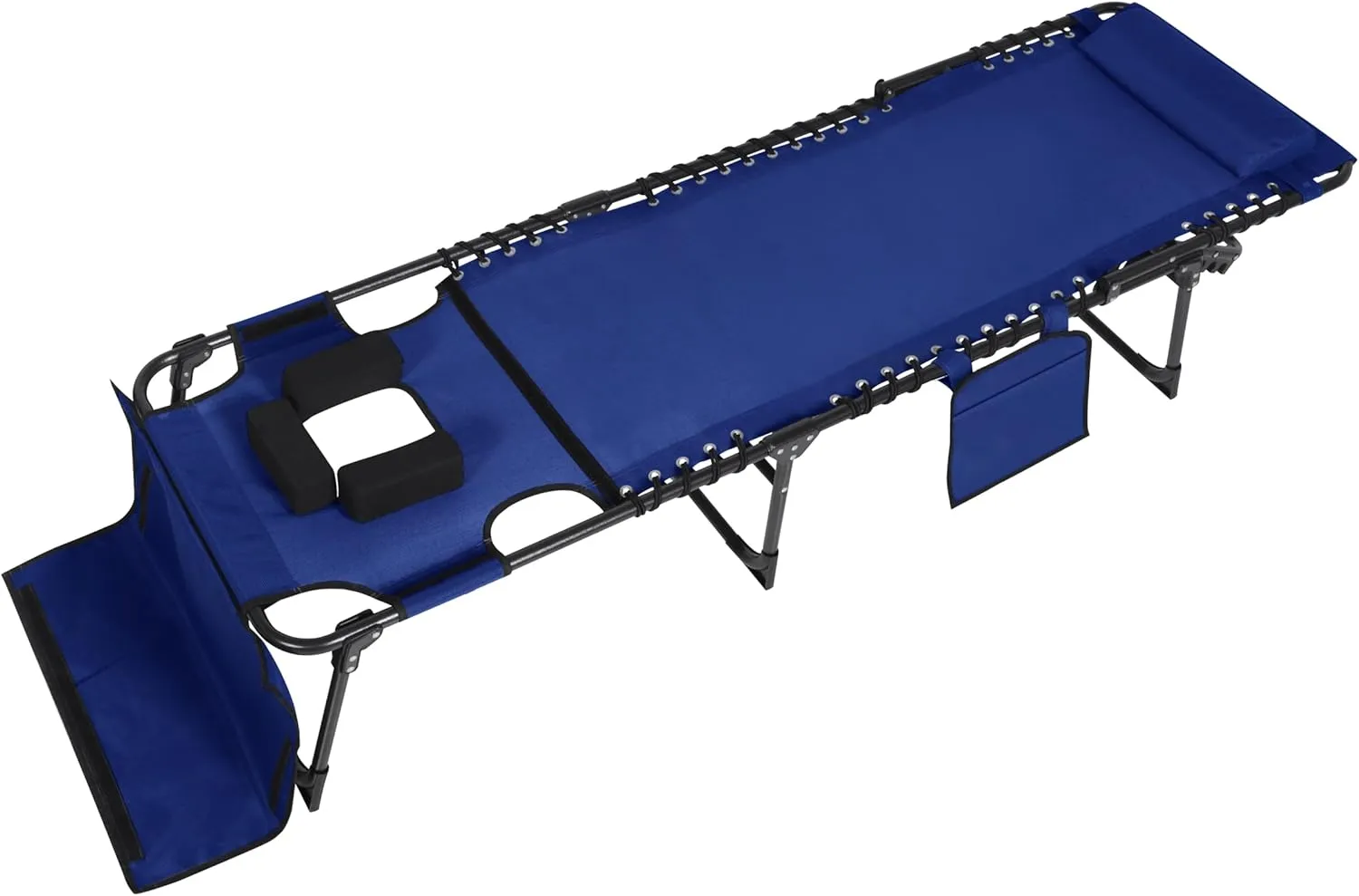 Blue Tanning Chair, Beach Chair with Face Hole with 5-Position Reclining Backrest, Removable Pillow, Storage Bag, Sun Tanning Chairs for Patio, Pool, Camping, Lawn or Deck