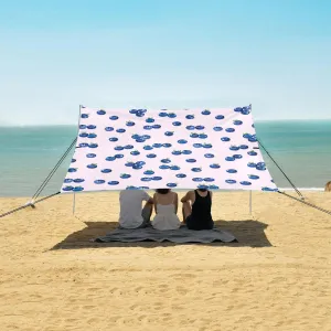 Blueberry Berries Cute Beach Canopy Tent Anti-UV & Wind Resistant, Camping Sun Shelter Easy Setup Portable,Outdoor Shade Tents with Sandbags,Sand Shovels,Ground Pegs & Stability Poles