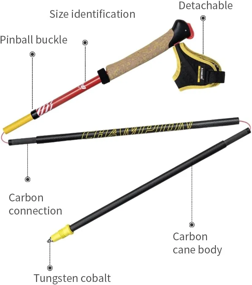 BlueField 2 Pcs Ultralight Trekking Poles, Folding Carbon Fiber Walking Sticks for Hiking with Quick Lock System for Hiking