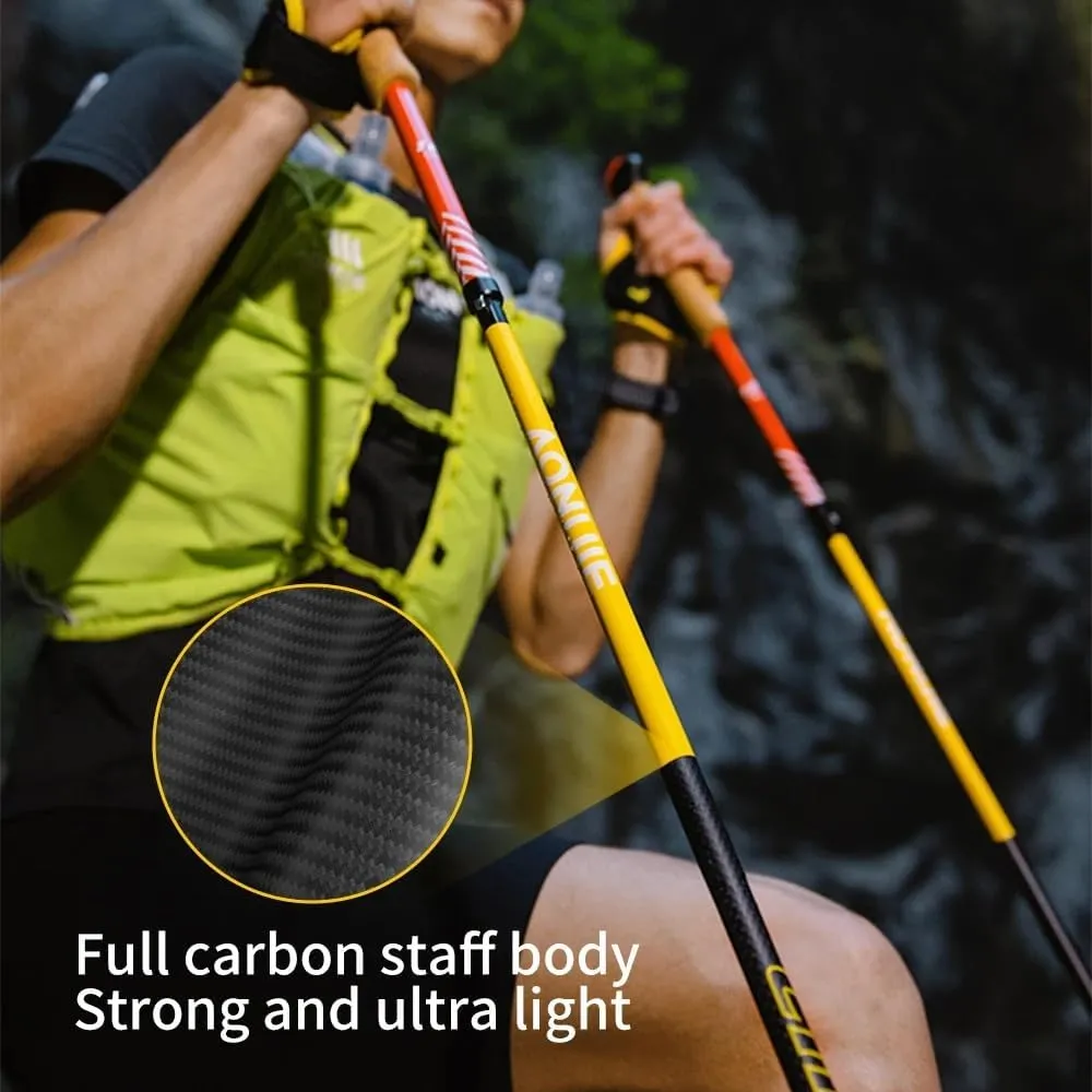 BlueField 2 Pcs Ultralight Trekking Poles, Folding Carbon Fiber Walking Sticks for Hiking with Quick Lock System for Hiking