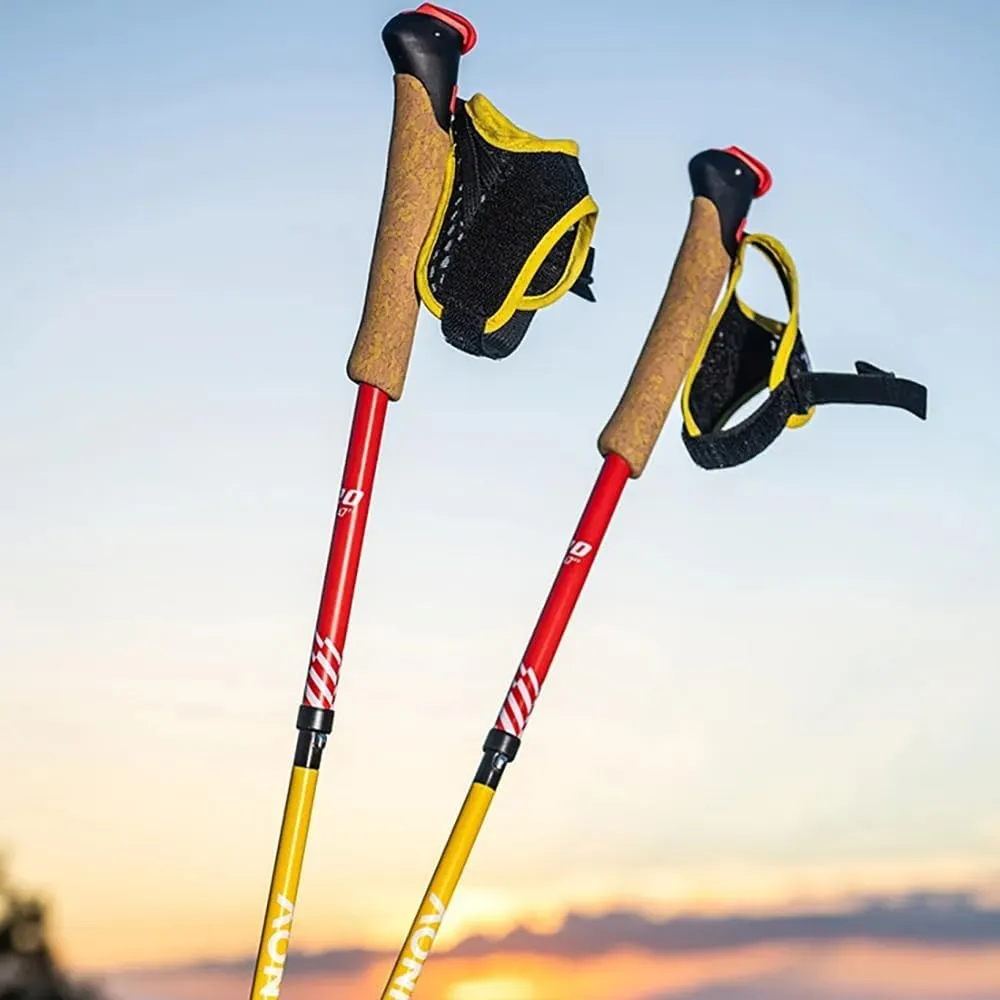 BlueField 2 Pcs Ultralight Trekking Poles, Folding Carbon Fiber Walking Sticks for Hiking with Quick Lock System for Hiking