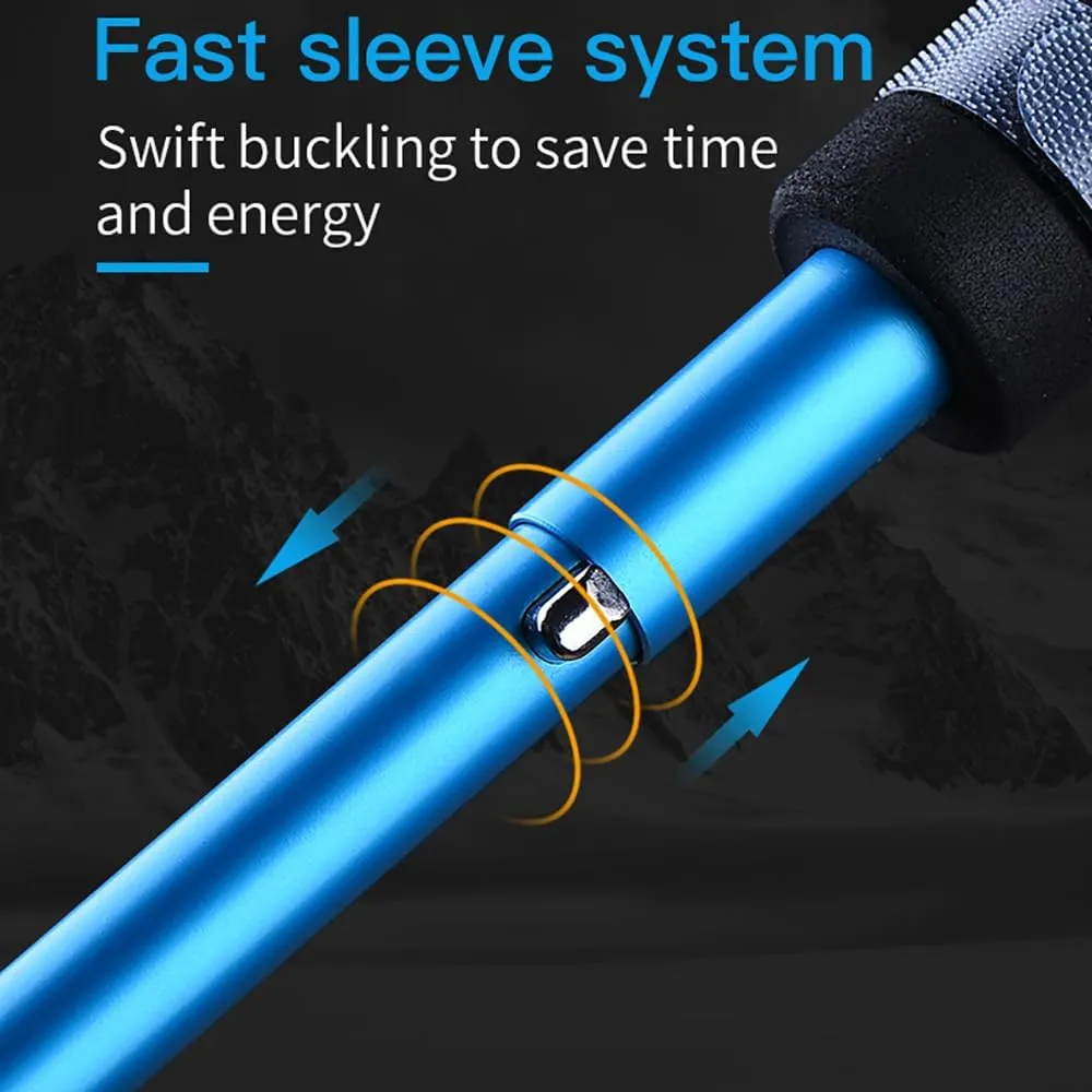 BlueField 2pc Trekking Poles Collapsible Hiking Poles Ultralight Folding Walking Sticks, Hiking Sticks, Lightweight Aluminum Foldable Trekking Walking Sticks for Seniors Women Men