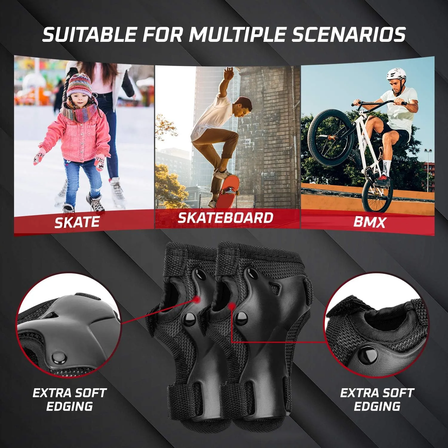 BOSONER Adult/Child Knee Pad Elbow Pads Guards Protective Gear Set for Roller Skates Cycling BMX Bike Skateboard Inline Skatings Scooter Riding Sports
