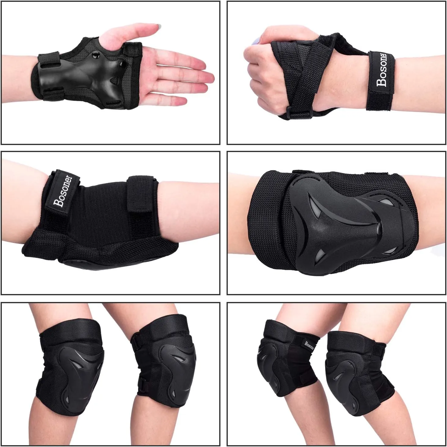BOSONER Adult/Child Knee Pad Elbow Pads Guards Protective Gear Set for Roller Skates Cycling BMX Bike Skateboard Inline Skatings Scooter Riding Sports