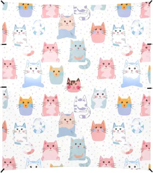 Burbuja Cartoon Cats Beach Canopy Windproof Beach Tent Sun Shade with 4 Sandbags & Sand Shovel, Portable Sun Shelter for Family Camping Picnic