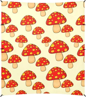 Burbuja Cartoon Red Mushrooms Beach Canopy Windproof Beach Tent Sun Shade with 4 Sandbags & Sand Shovel, Portable Sun Shelter for Family Camping Picnic