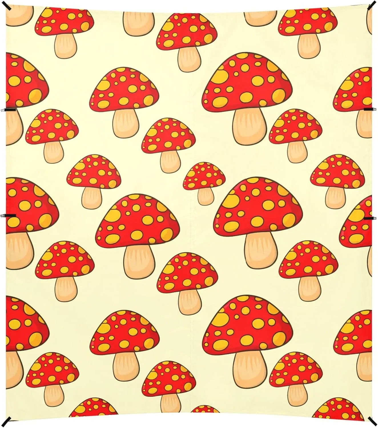 Burbuja Cartoon Red Mushrooms Beach Canopy Windproof Beach Tent Sun Shade with 4 Sandbags & Sand Shovel, Portable Sun Shelter for Family Camping Picnic