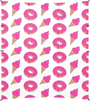 Burbuja Cute Pink Donuts Beach Canopy Windproof Beach Tent Sun Shade with 4 Sandbags & Sand Shovel, Portable Sun Shelter for Family Camping Picnic