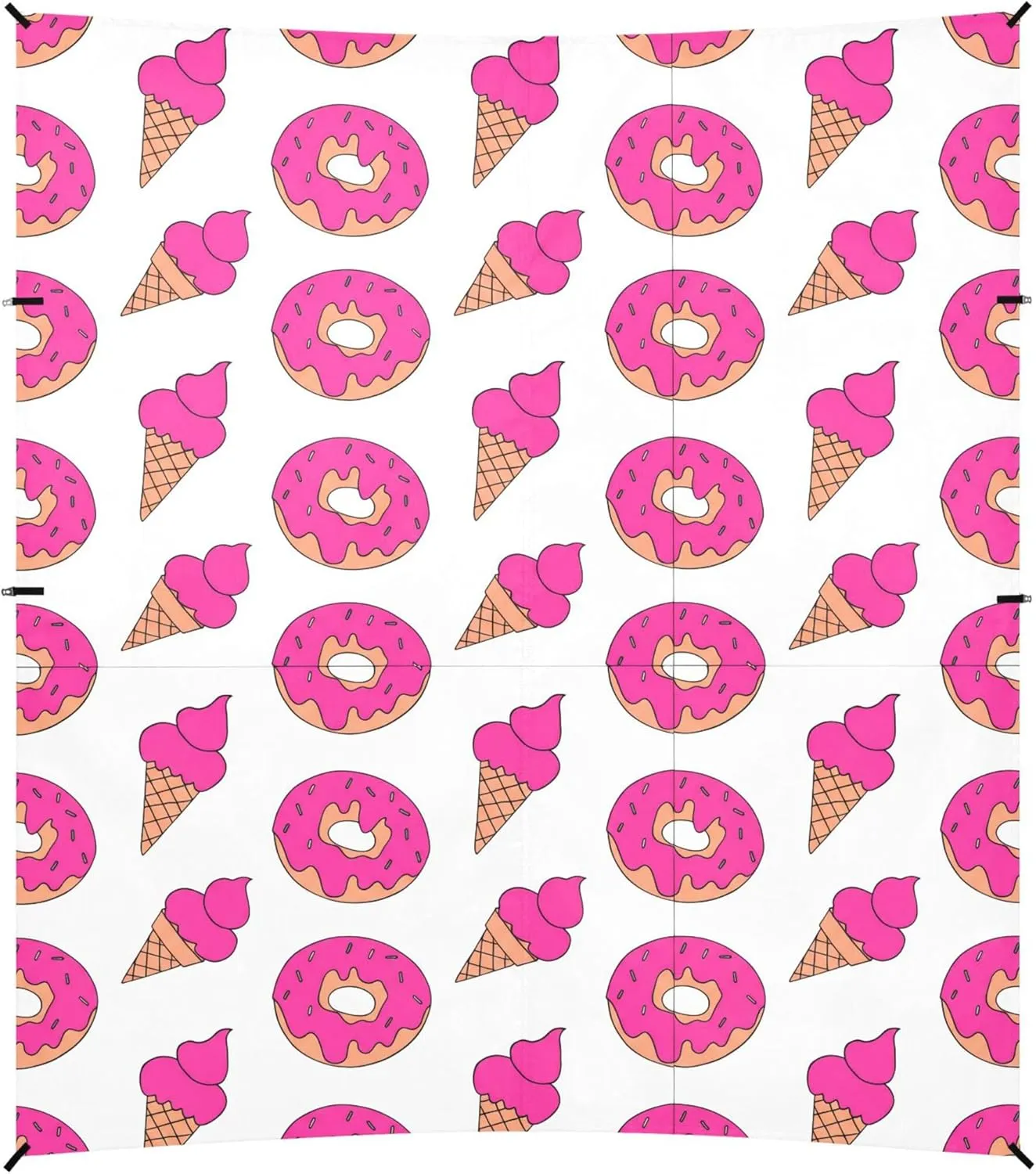 Burbuja Cute Pink Donuts Beach Canopy Windproof Beach Tent Sun Shade with 4 Sandbags & Sand Shovel, Portable Sun Shelter for Family Camping Picnic