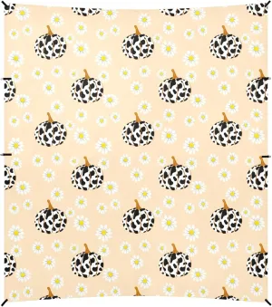 Burbuja Pumpkins with Cow Print Beach Canopy Windproof Beach Tent Sun Shade with 4 Sandbags & Sand Shovel, Portable Sun Shelter for Family Camping Picnic