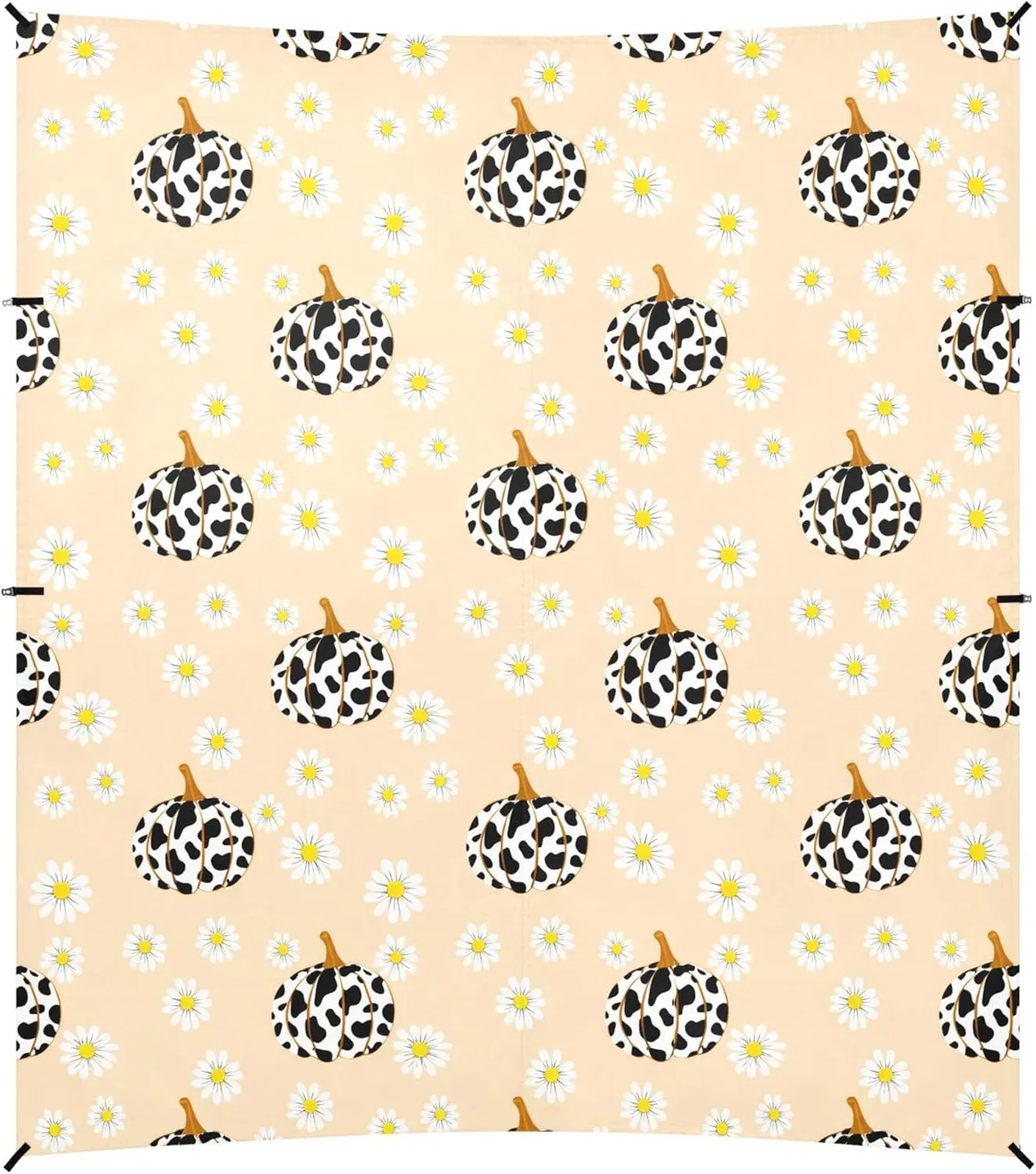 Burbuja Pumpkins with Cow Print Beach Canopy Windproof Beach Tent Sun Shade with 4 Sandbags & Sand Shovel, Portable Sun Shelter for Family Camping Picnic