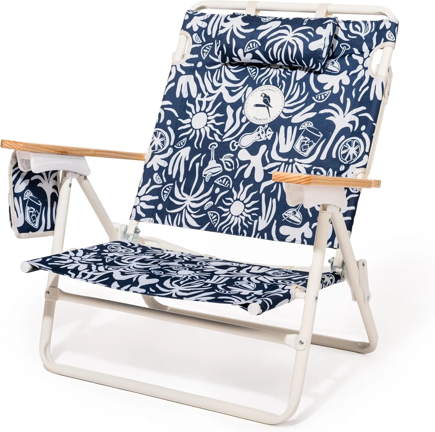 Business & Pleasure Co. Margaritaville Manana Backpack Beach Chair Lay Flat Reclining, Lightweight & Portable, Insulated Cooler Pocket, Continental Drifter Tiki
