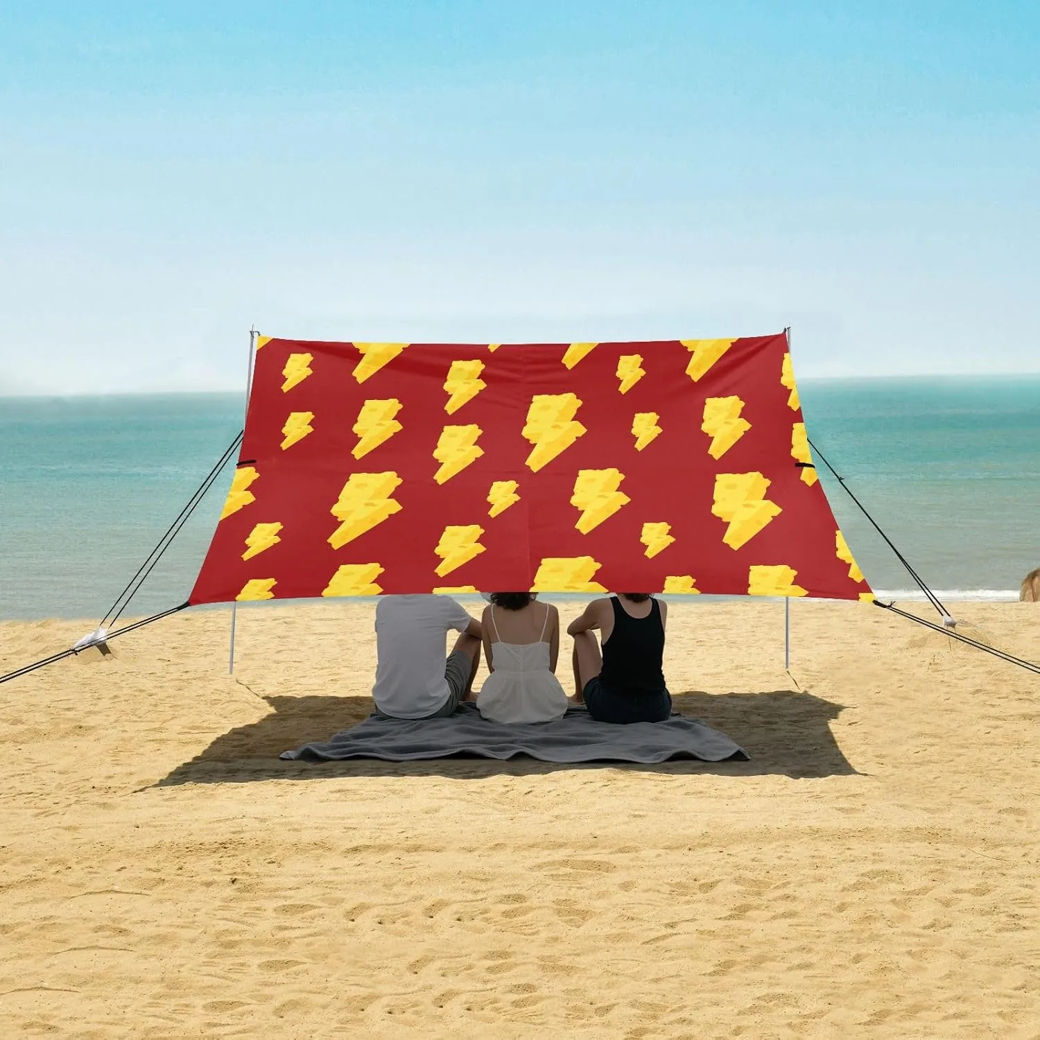 Butter Cheese Beach Canopy Tent Anti-UV & Wind Resistant, Thunder Camping Sun Shelter Easy Setup Portable,Outdoor Shade Tents with Sandbags,Sand Shovels,Ground Pegs & Stability Poles
