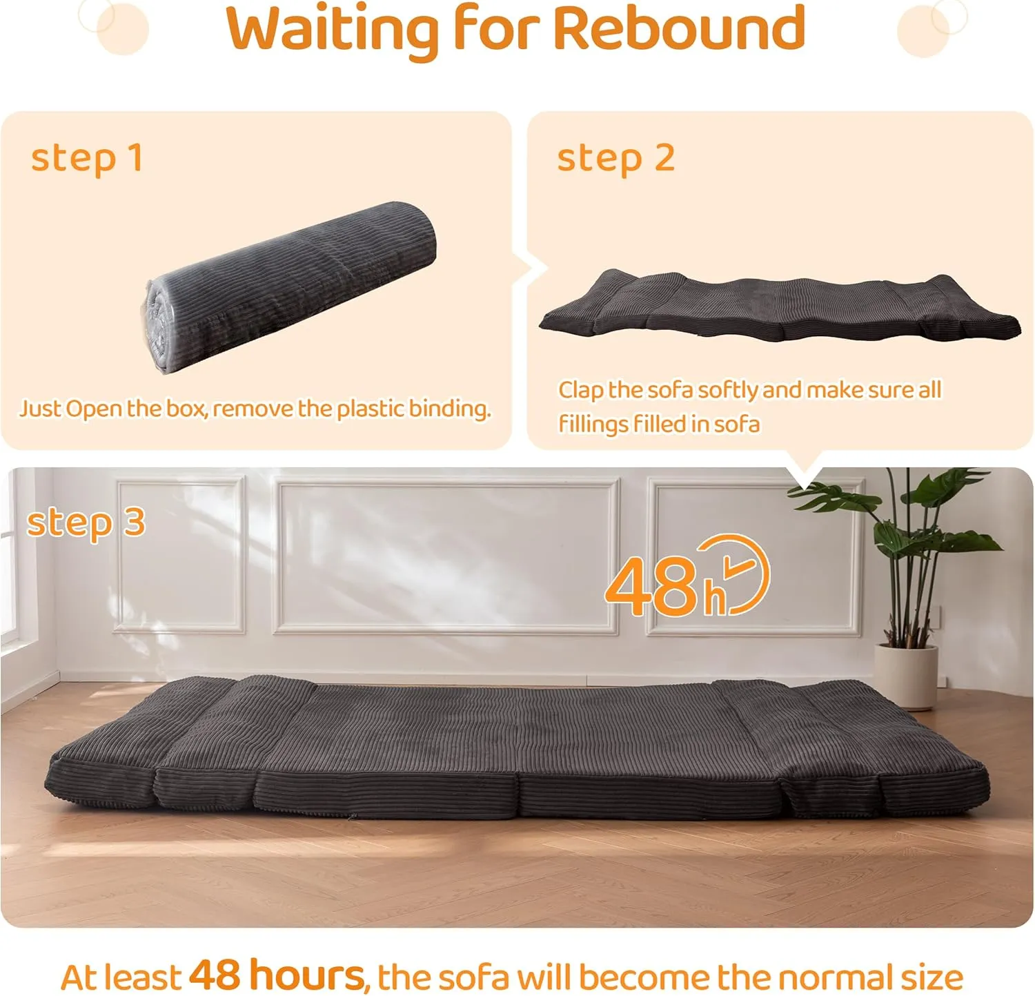 BYBYME Giant Bean Bag Chair & Bed – Foldable Bean Bag Couch for Adults with Removable Faux Fur Cover for Living Room, Bedroom